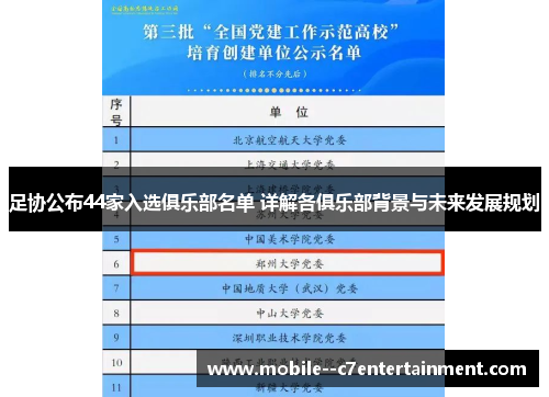足协公布44家入选俱乐部名单 详解各俱乐部背景与未来发展规划